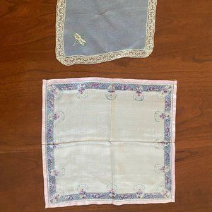 VINTAGE HANKIES! Set of two blue/lavender/white spring tones! GORGEOUS!